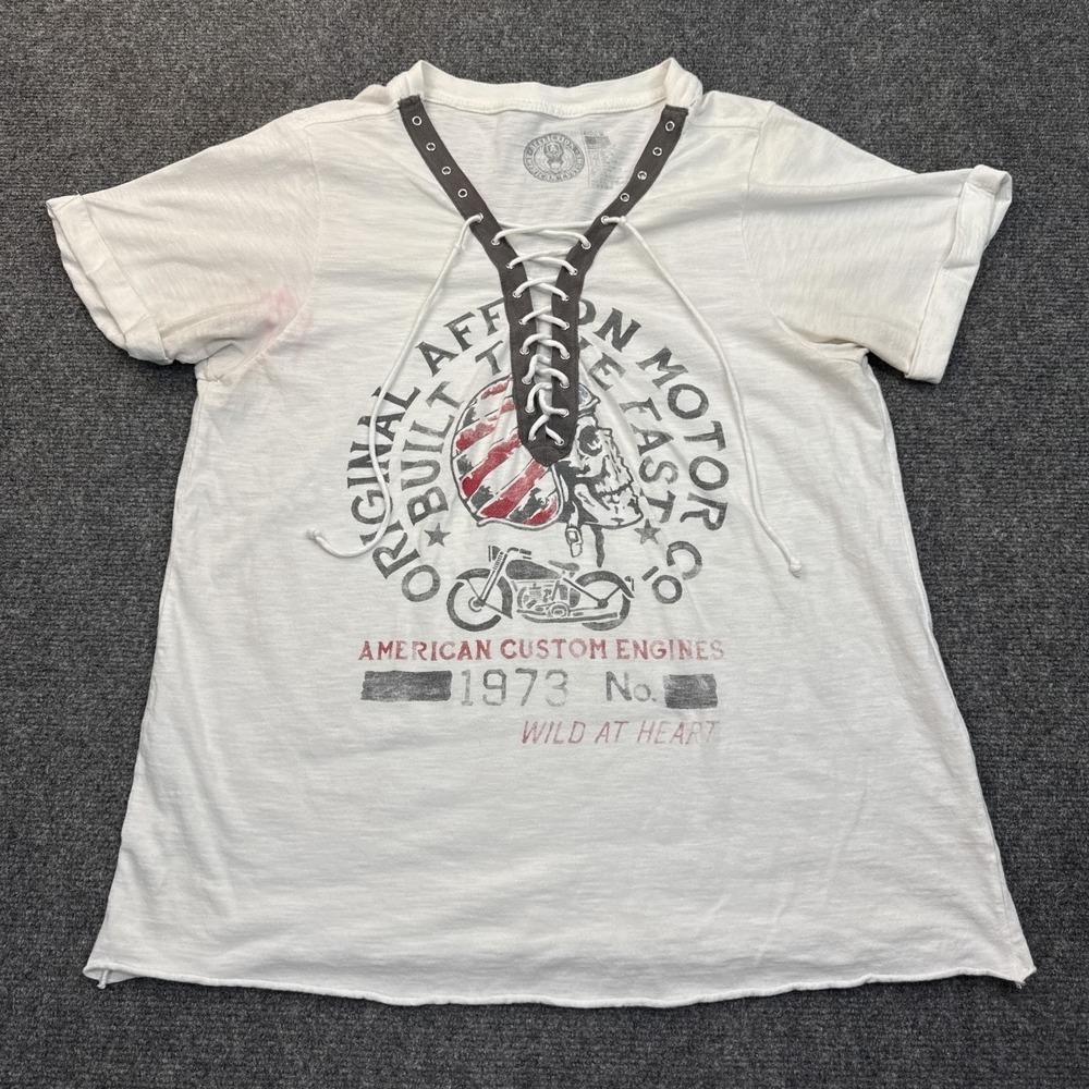 Affliction Cinch Neck T Shirt Top Womens Size Small Motorcycle Y2K Tee